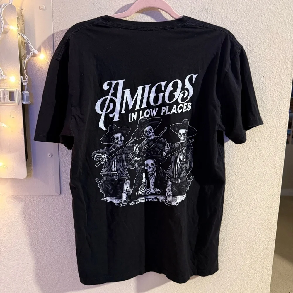 Side Action Apparel - Amigos In Low Places Black Tee